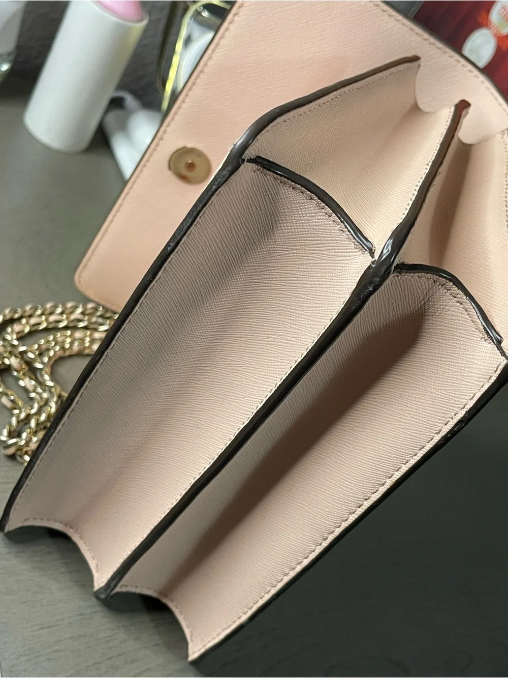 Tory Burch Blush Pink Leather Chain-Strap Crossbody Bag with Gold Hardware